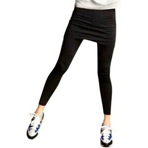 CAbi Mid Rise Skirted Leggings Black Womens Size M Athleisure Modest Travel Goth
